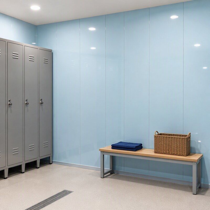600mm Wide High Gloss Ice Blue PVC Wall Panel for Indoor Pool and Spa Hydrotherapy Hall
