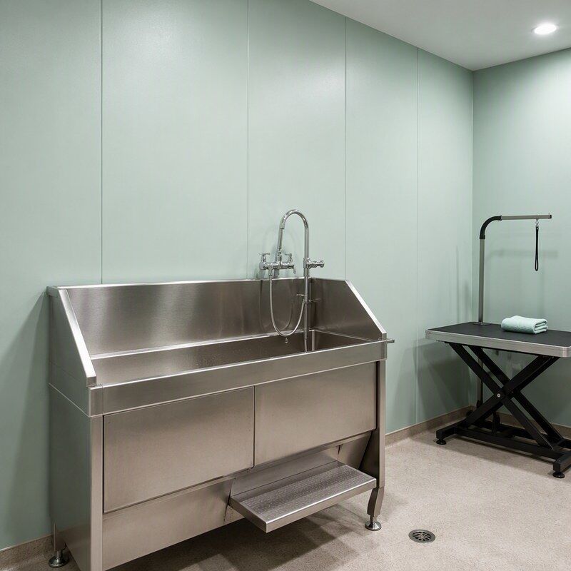 600mm Wide Soft Mint Green PVC Wall Panel for Pet Store and Veterinary Clinic Wall Cladding