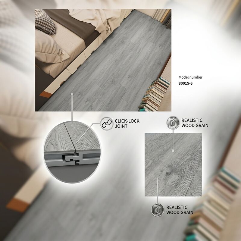 5mm Rigid Core SPC Flooring Waterproof Click Lock Vinyl Plank 1220x180mm with IXPE Underlayment