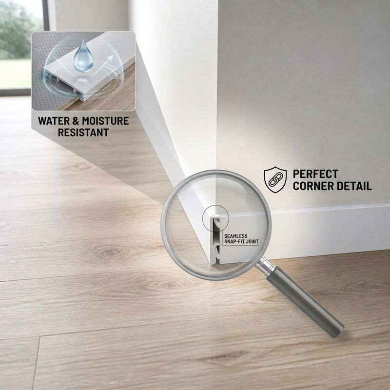 Waterproof SPC Flooring End Cap Trim 2400mm PVC Skirting Profile for Wall Panel Edge
