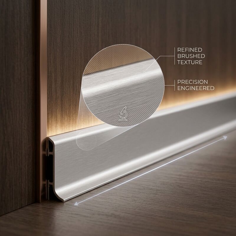 Anodized Aluminum Alloy SPC Flooring Trim 2400mm Skirting Profile for Wall Panel Edge