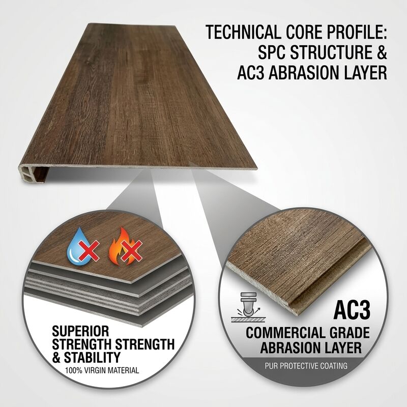 SPC Rigid Core Skirting Profile 2400mm Waterproof Flooring Edge Trim for Wall Panel Base