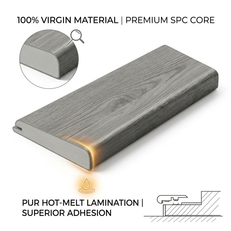 SPC Rigid Core Skirting Profile 2400mm Waterproof Flooring Edge Trim for Wall Panel Base