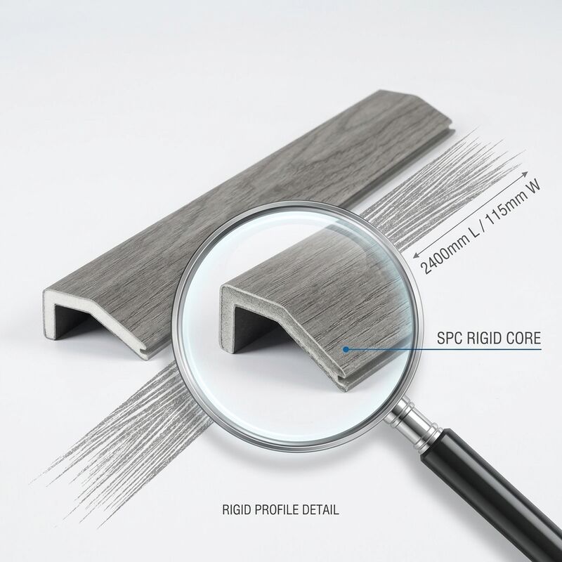 SPC Rigid Core Skirting Profile 2400mm Waterproof Flooring Edge Trim for Wall Panel Base