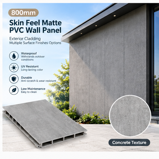 800mm Skin Feel Matte PVC Wall Panel Exterior Cladding Multiple Surface Finishes Options