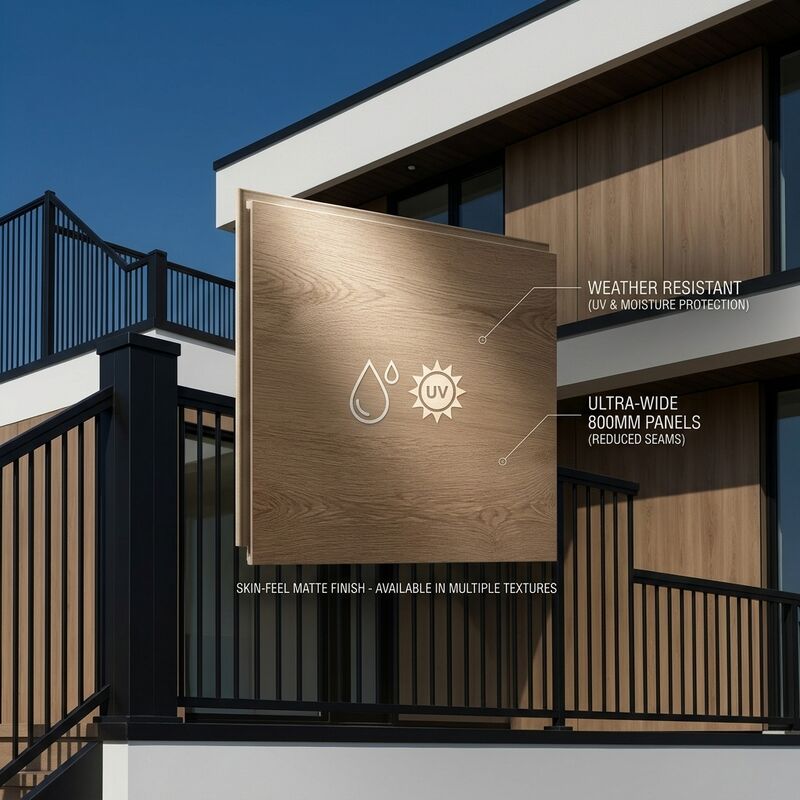 800mm Skin Feel Matte PVC Wall Panel Exterior Cladding Multiple Surface Finishes Options