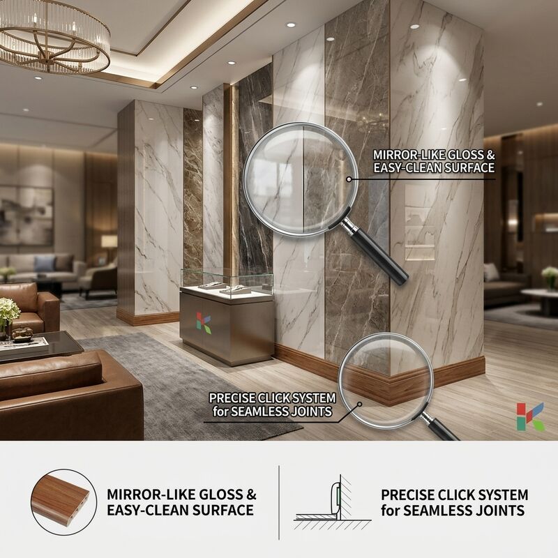 400mm High Gloss UV Coated PVC Wall Panel Waterproof Interior Multiple Surface Finishes Available