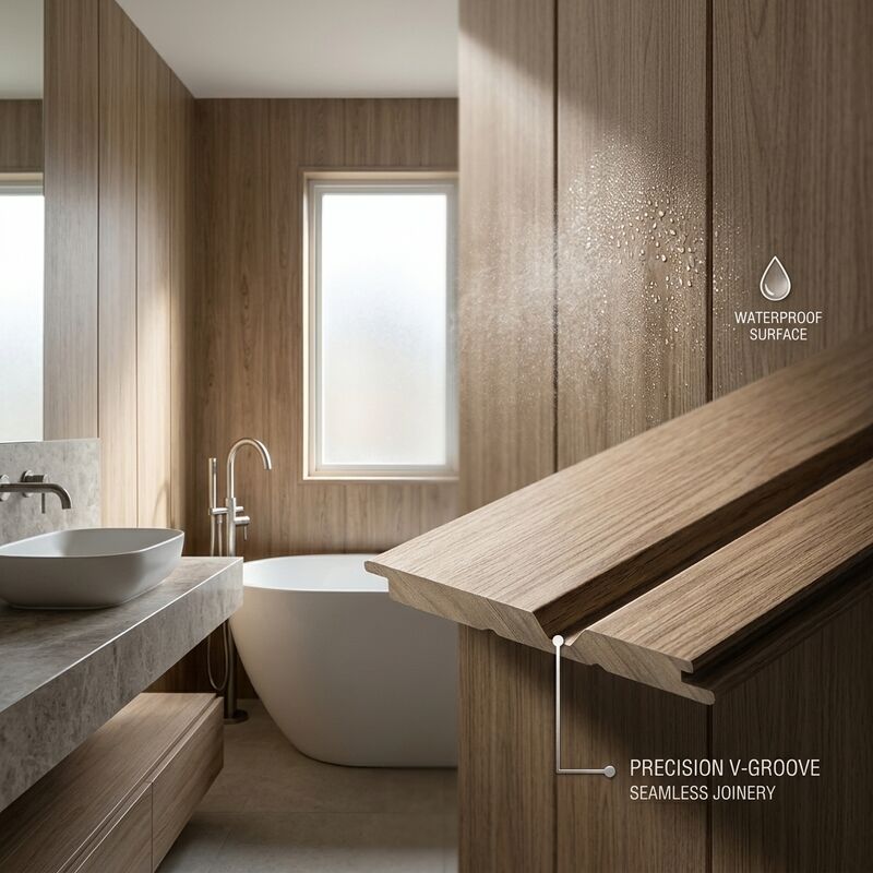 500mm V-Groove PVC Wall Panel Bathroom Kitchen Cladding Multiple Surface Finishes Available