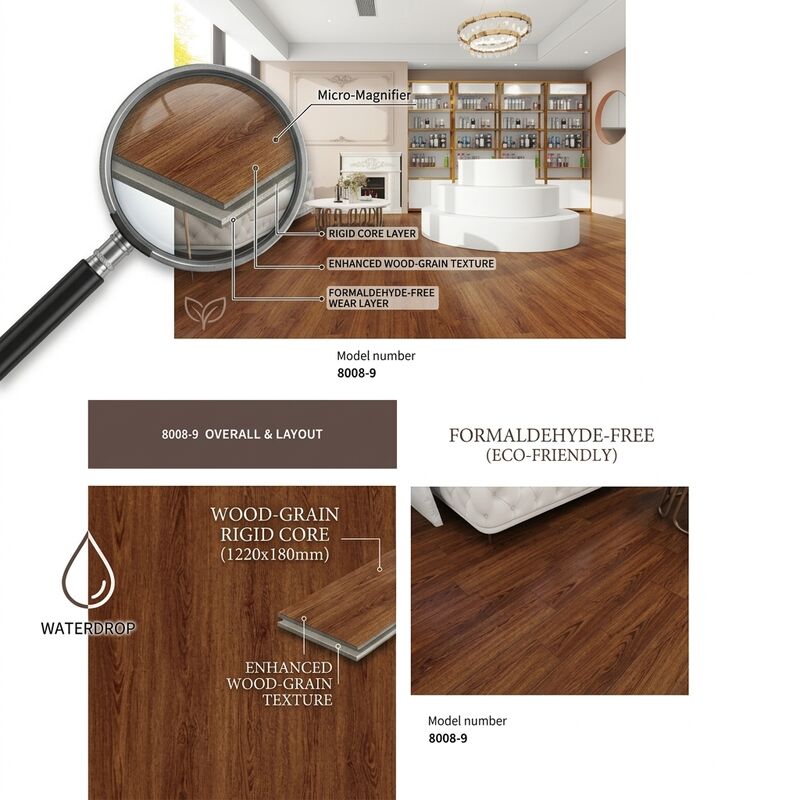 Eco-friendly Formaldehyde Free SPC Flooring 1220x180mm 5mm Waterproof Mildew Resistant Click Lock Plank for Home