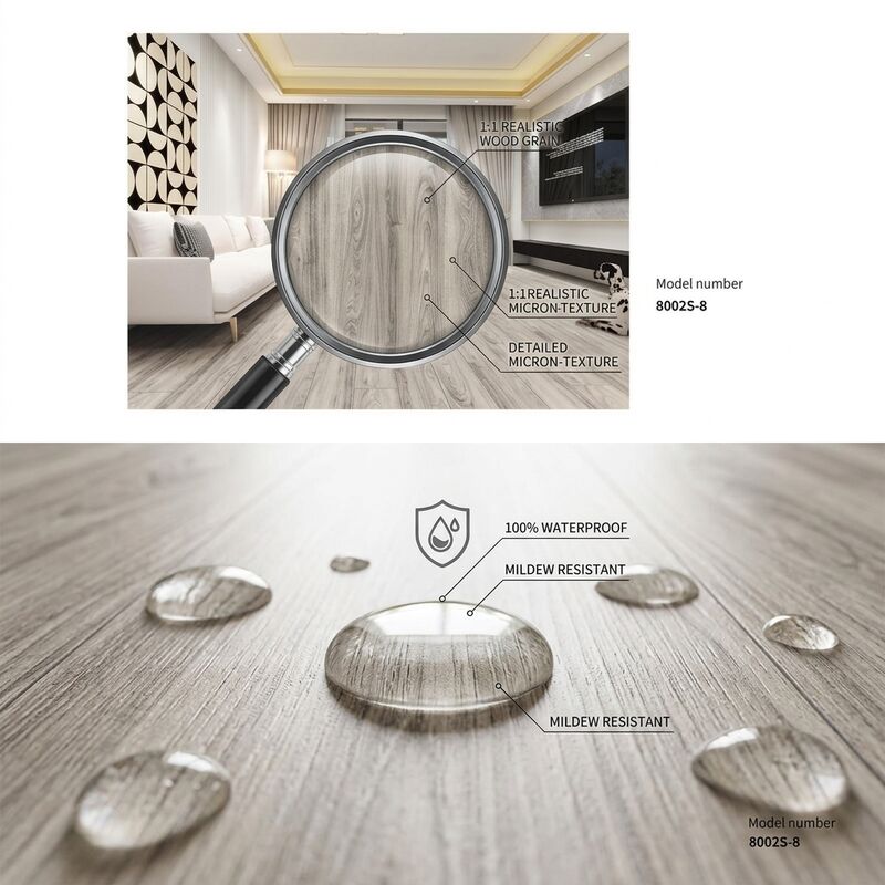 Eco-friendly Formaldehyde Free SPC Flooring 1220x180mm 5mm Waterproof Mildew Resistant Click Lock Plank for Home