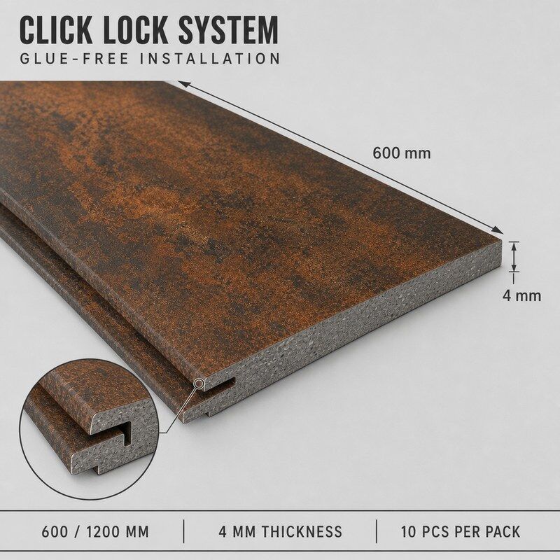 Corten Rusted Metal SPC Wall Panels Waterproof Interior Wall Cladding