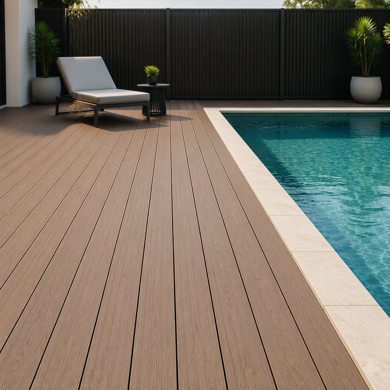 Commercial Grade Outdoor WPC Decking 150x25mm for Swimming Pool Deck Flooring