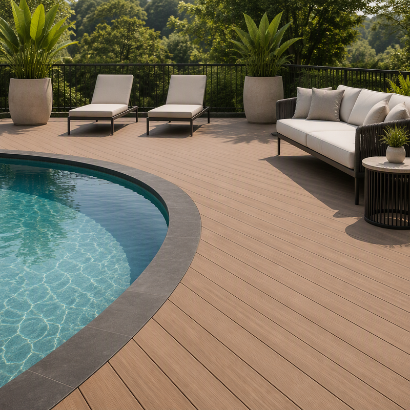 Commercial Grade Outdoor WPC Decking 150x25mm for Swimming Pool Deck Flooring