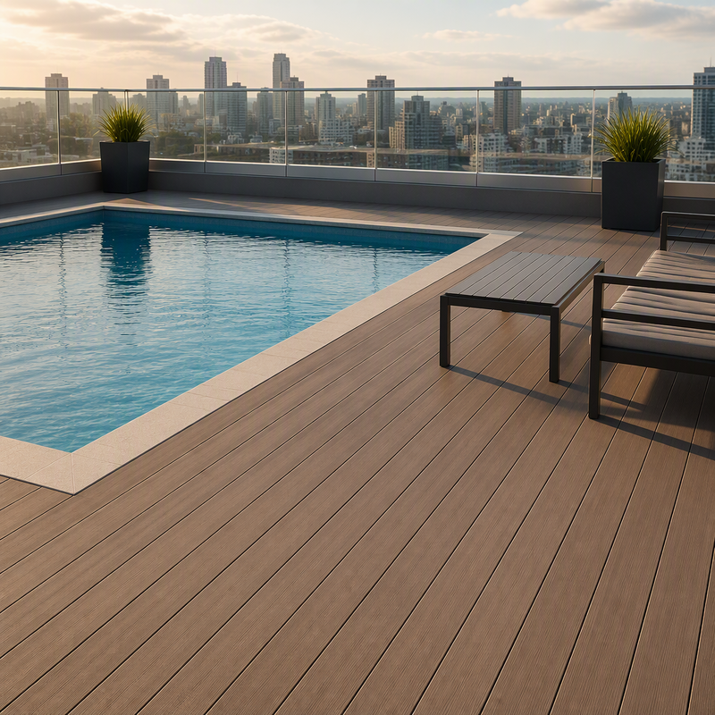 Commercial Grade Outdoor WPC Decking 150x25mm for Swimming Pool Deck Flooring