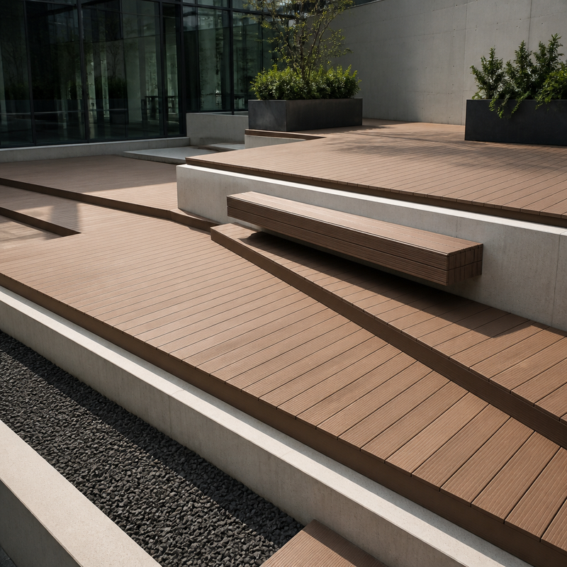 Commercial Grade Exterior WPC Decking 140x25mm for Outdoor Terrace Deck Flooring