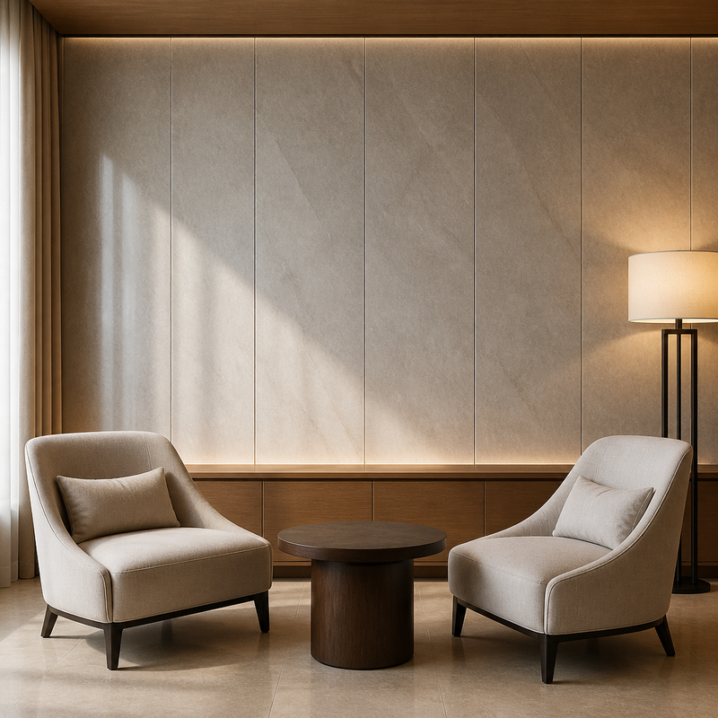 Waterproof PVC Decorative Wall Panel 600mm Moisture-Proof Hotel Lobby Cladding